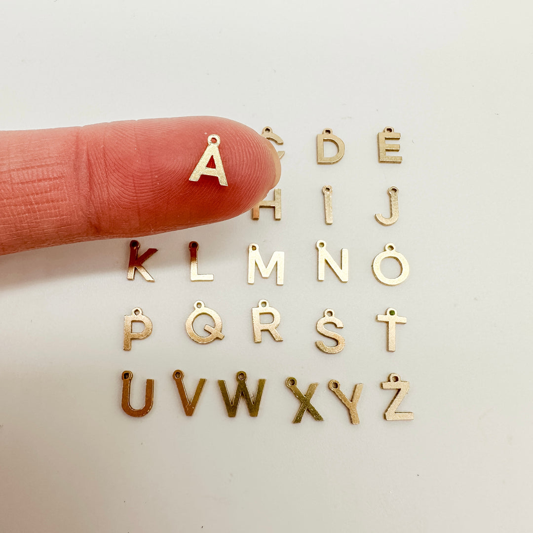 letter charms, wholesale letter charms, wholesale letter connectors, gold filled letter connectors, gold filled letter charms, wholesale permanent jewelry supplies, jewelry supplies, essbe jewelry supply