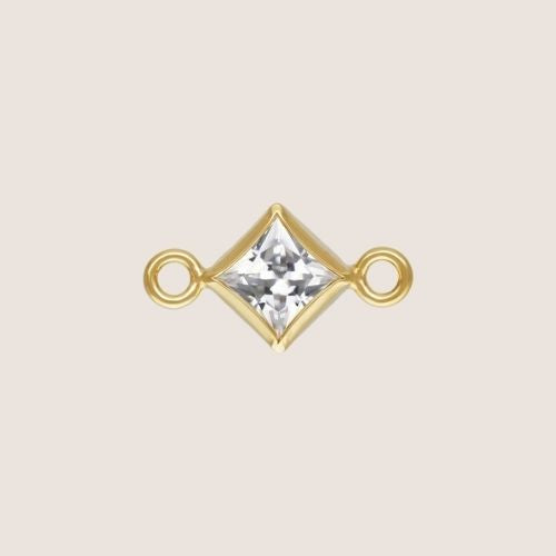 3mm Square CZ Birthstone Connectors