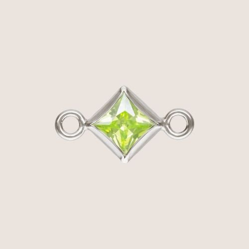 3mm Square CZ Birthstone Connectors
