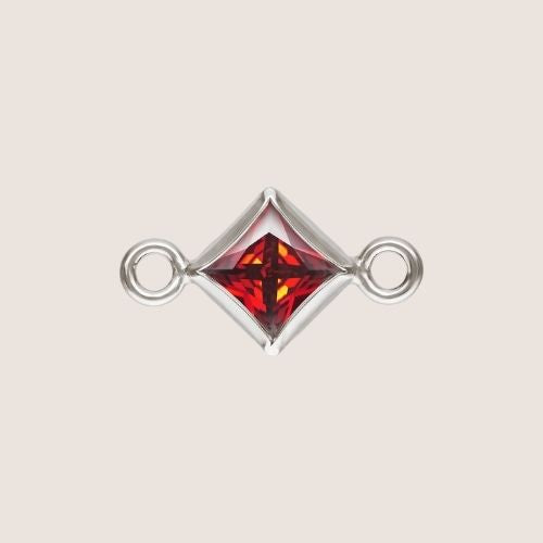 3mm Square CZ Birthstone Connectors