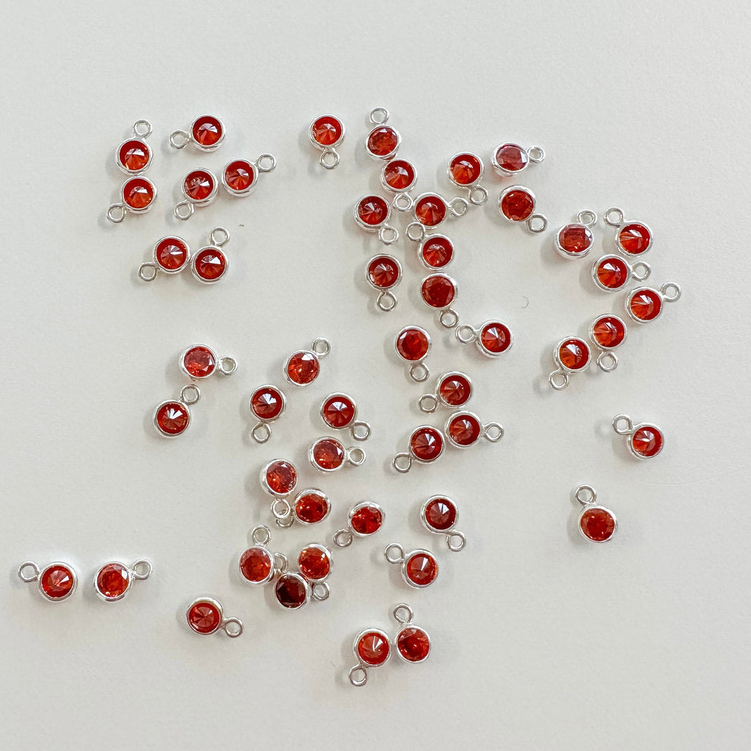 3mm Birthstone CZ Drop Charms - 1 set 12 (each month Jan-Dec)