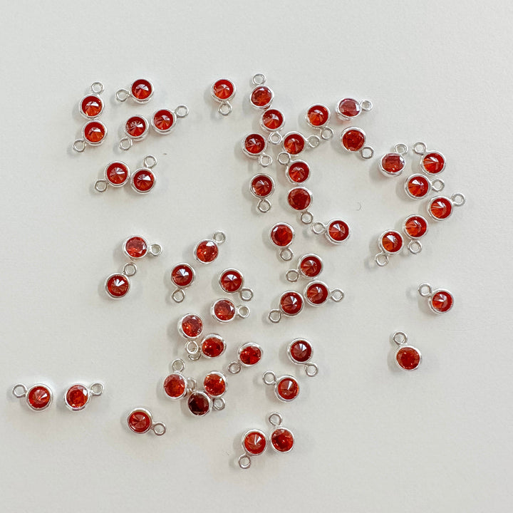 3mm Birthstone CZ Drop Charms - 1 set 12 (each month Jan-Dec)
