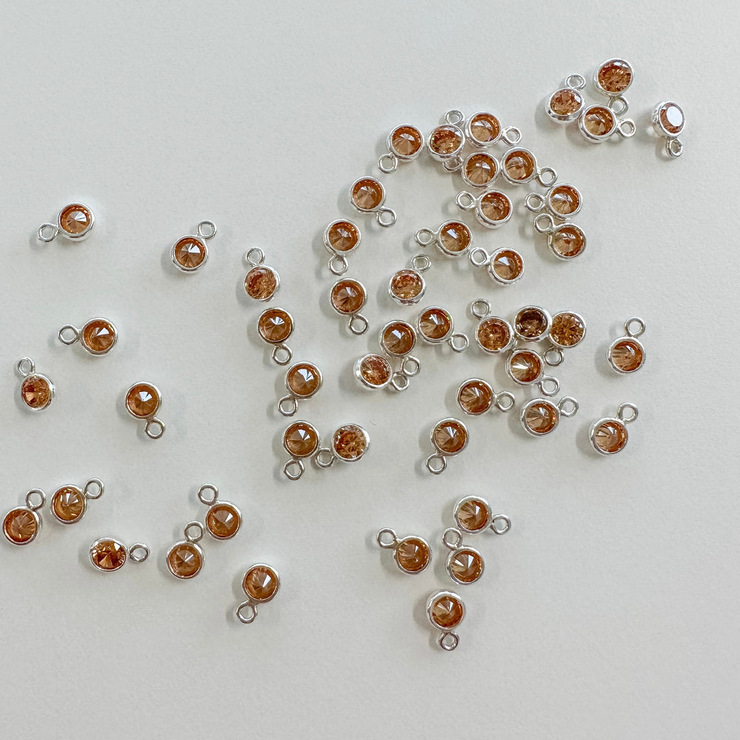 3mm Birthstone CZ Drop Charms - 1 set 12 (each month Jan-Dec)
