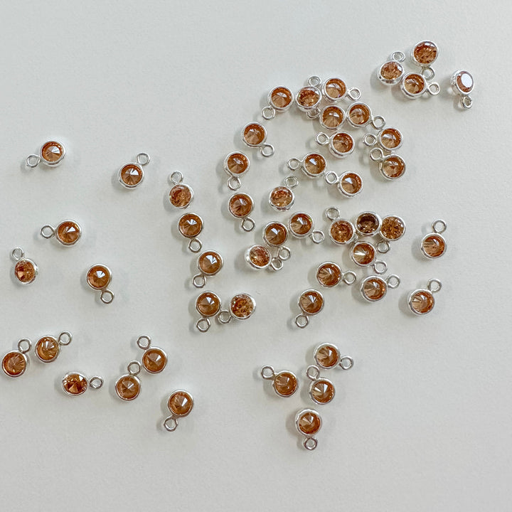 3mm Birthstone CZ Drop Charms - 1 set 12 (each month Jan-Dec)