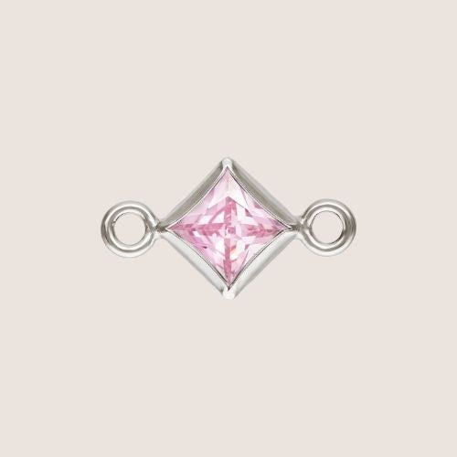 3mm Square CZ Birthstone Connectors