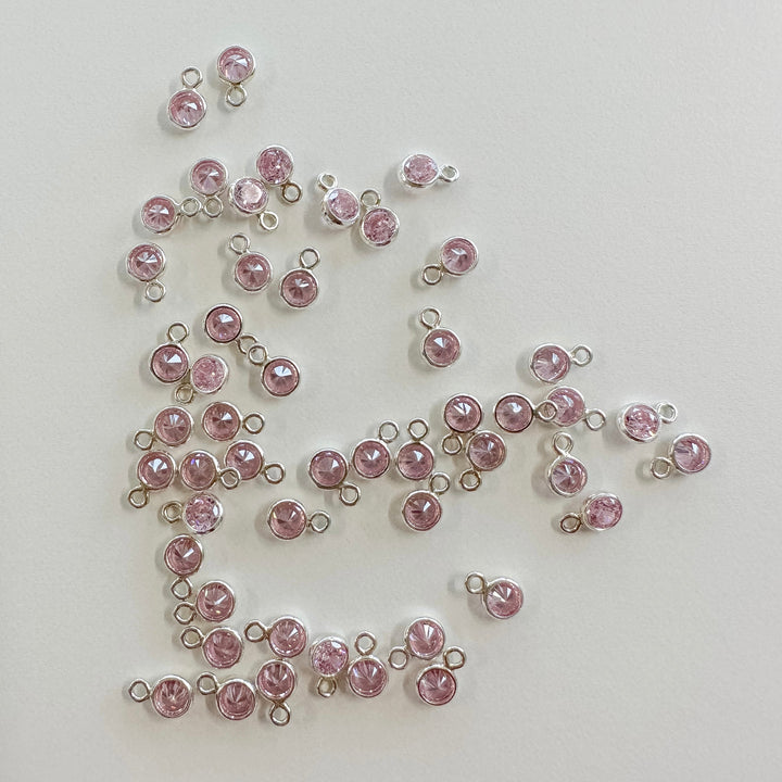 3mm Birthstone CZ Drop Charms - 1 set 12 (each month Jan-Dec)
