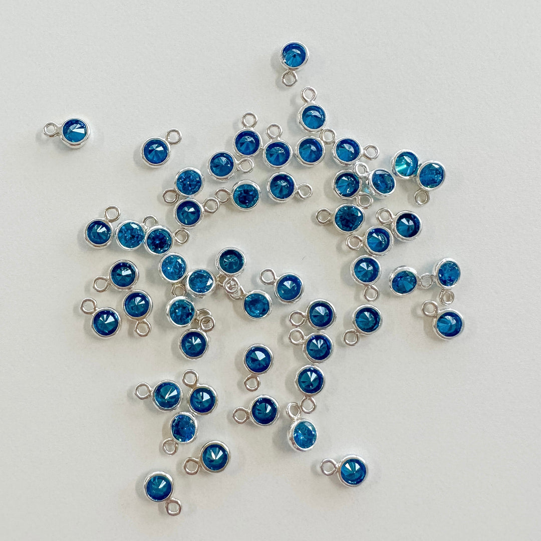 3mm Birthstone CZ Drop Charms - 1 set 12 (each month Jan-Dec)