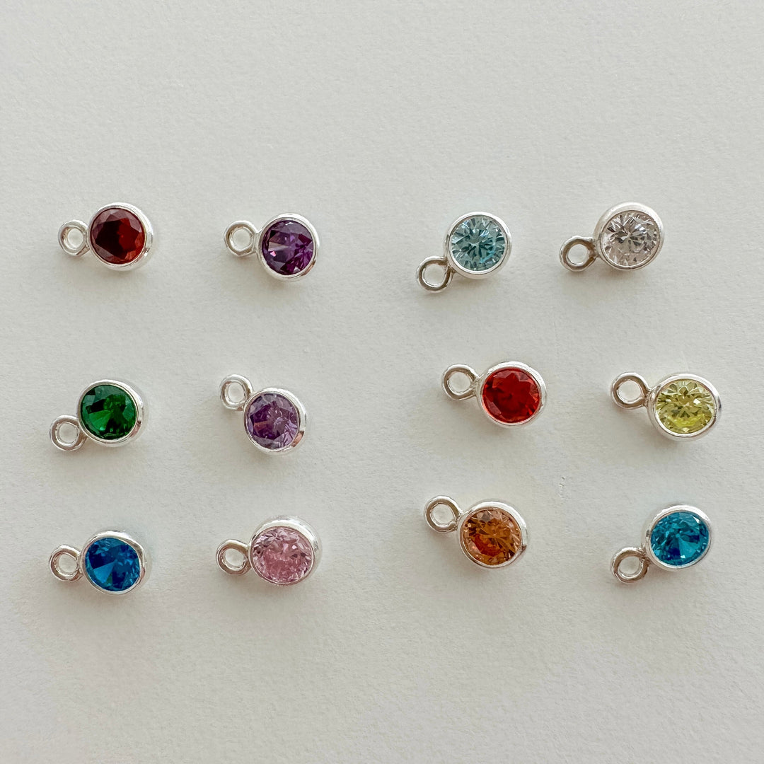 3mm Birthstone CZ Drop Charms - 1 set 12 (each month Jan-Dec)