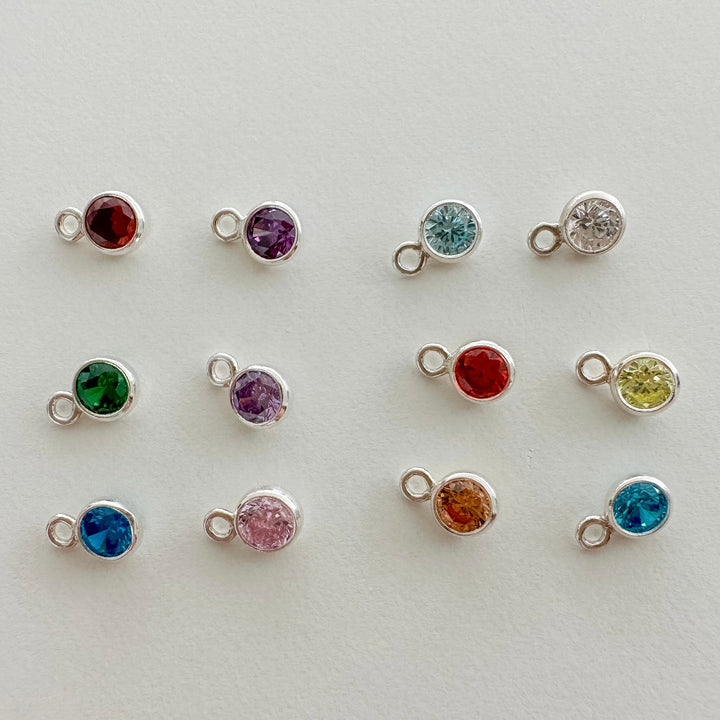 3mm Birthstone CZ Drop Charms - 1 set 12 (each month Jan-Dec)