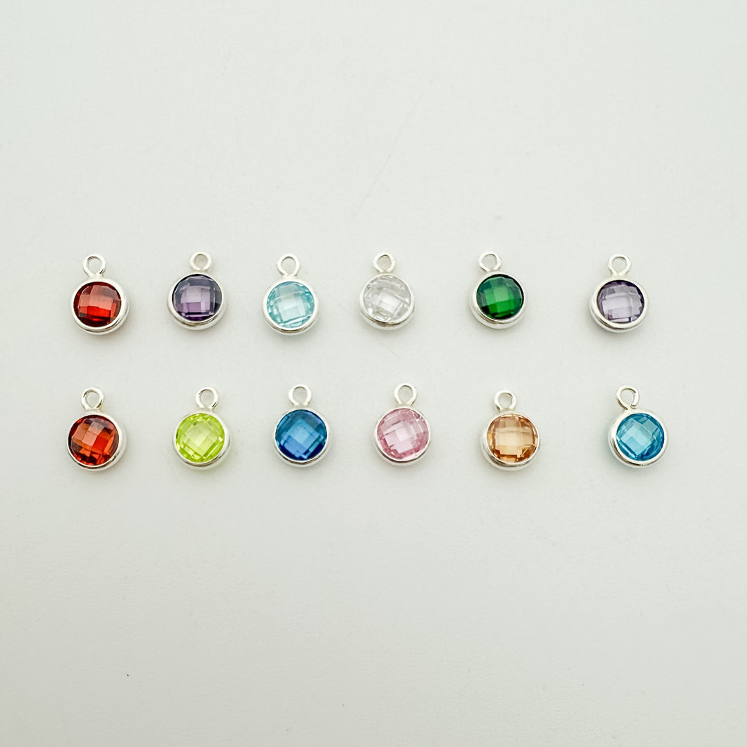 4mm Double-Sided CZ Birthstone Drop Charms - 1 set 12 (each month Jan-Dec)