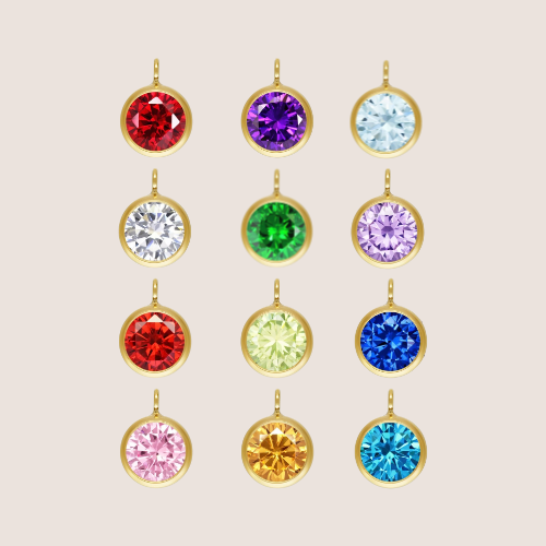 4mm Perpendicular Birthstone CZ Drop Charms 