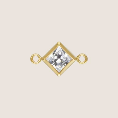 4mm Square CZ Birthstone Connectors