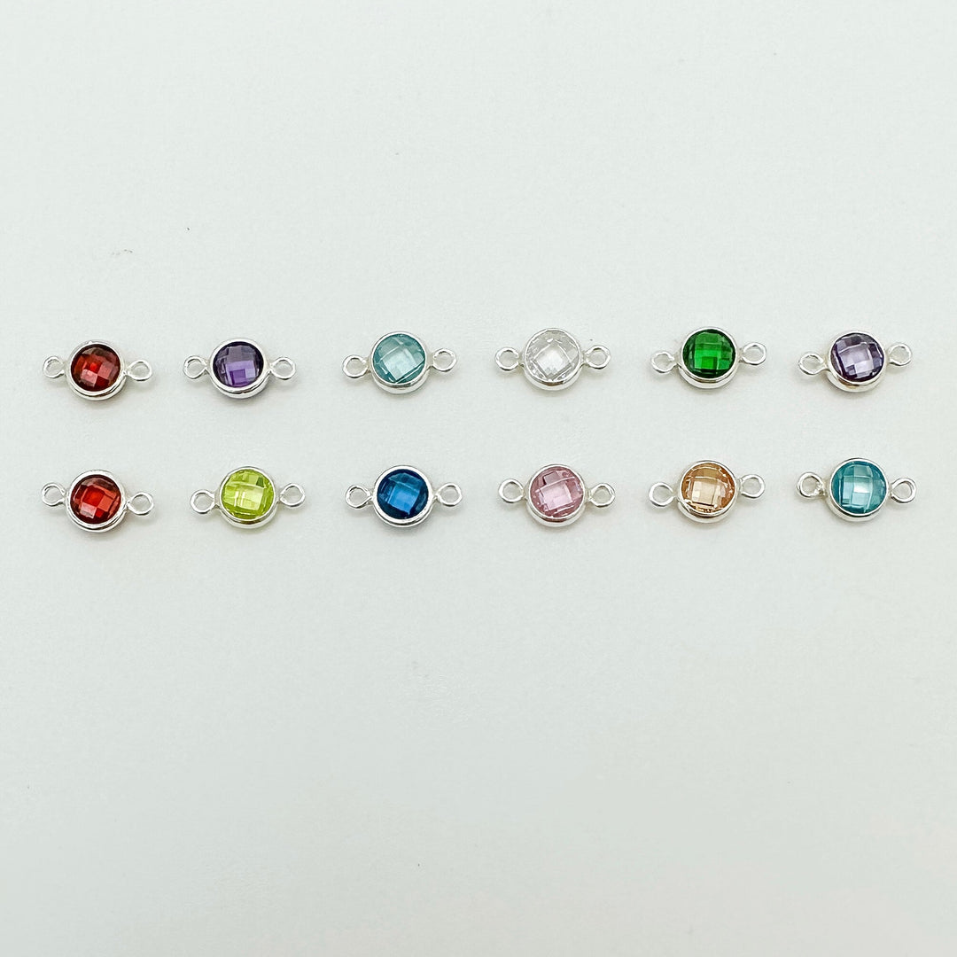 4mm Double-Sided CZ Birthstone Connectors - 1 set 12 (each month Jan-Dec)