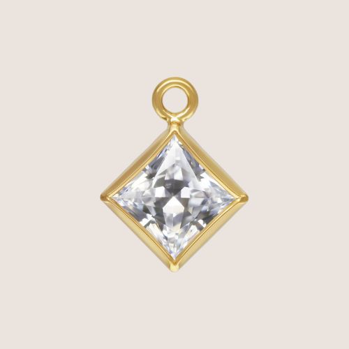 3mm Square CZ Birthstone Drop Charms