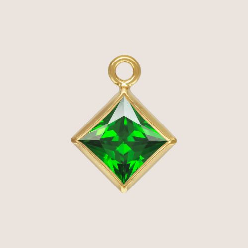 3mm Square CZ Birthstone Drop Charms