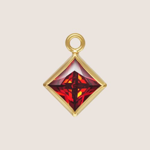 3mm Square CZ Birthstone Drop Charms