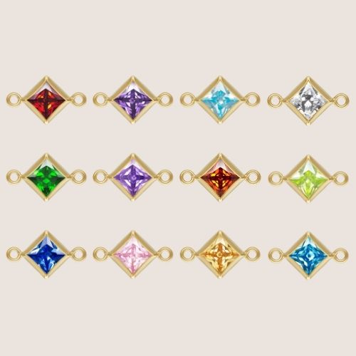 4mm Square CZ Birthstone Connectors