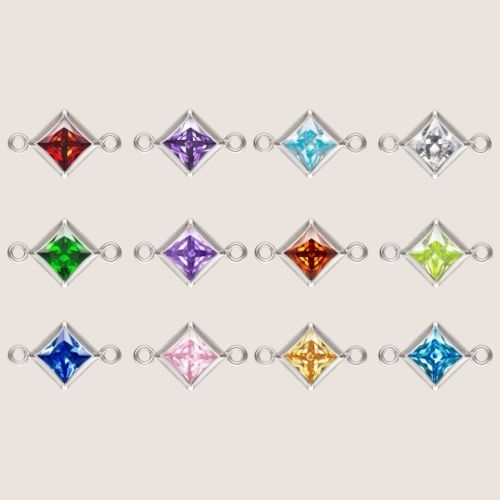 4mm Square CZ Birthstone Connectors