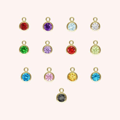 3mm Birthstone CZ Drop Charms - 1 set 12 (each month Jan-Dec)