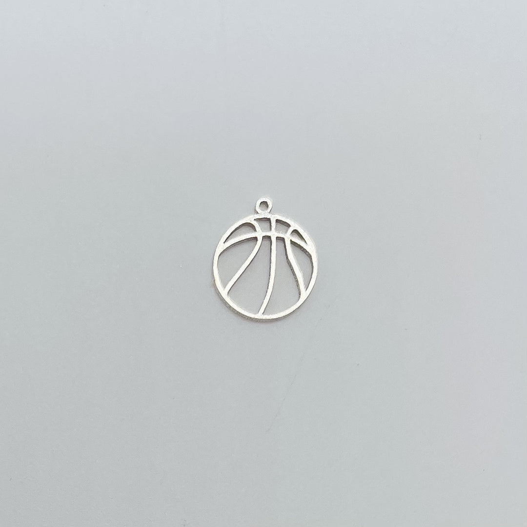 basketball charm, basketball connector, gold filled basketball charm, sterling silver basketball charm, permanent jewelry supplies, permanent jewelry charms