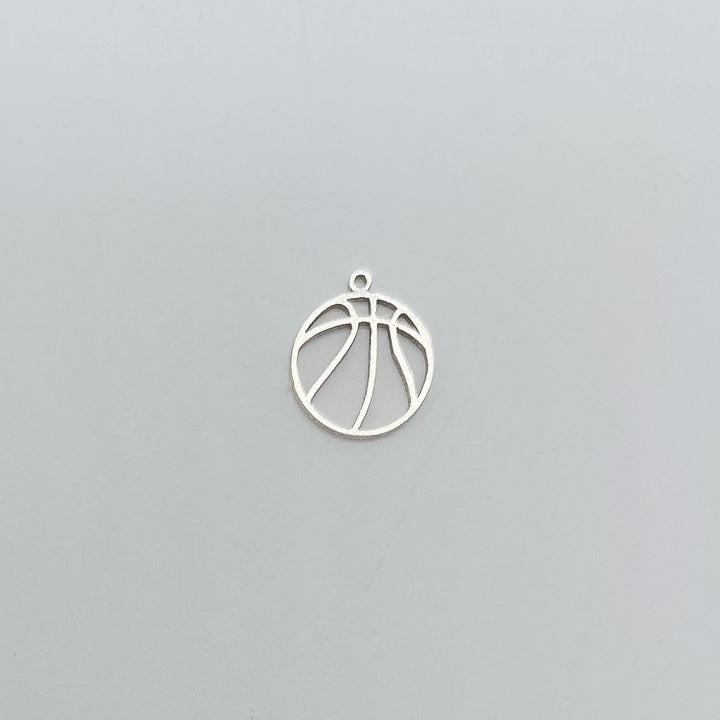 basketball charm, basketball connector, gold filled basketball charm, sterling silver basketball charm, permanent jewelry supplies, permanent jewelry charms
