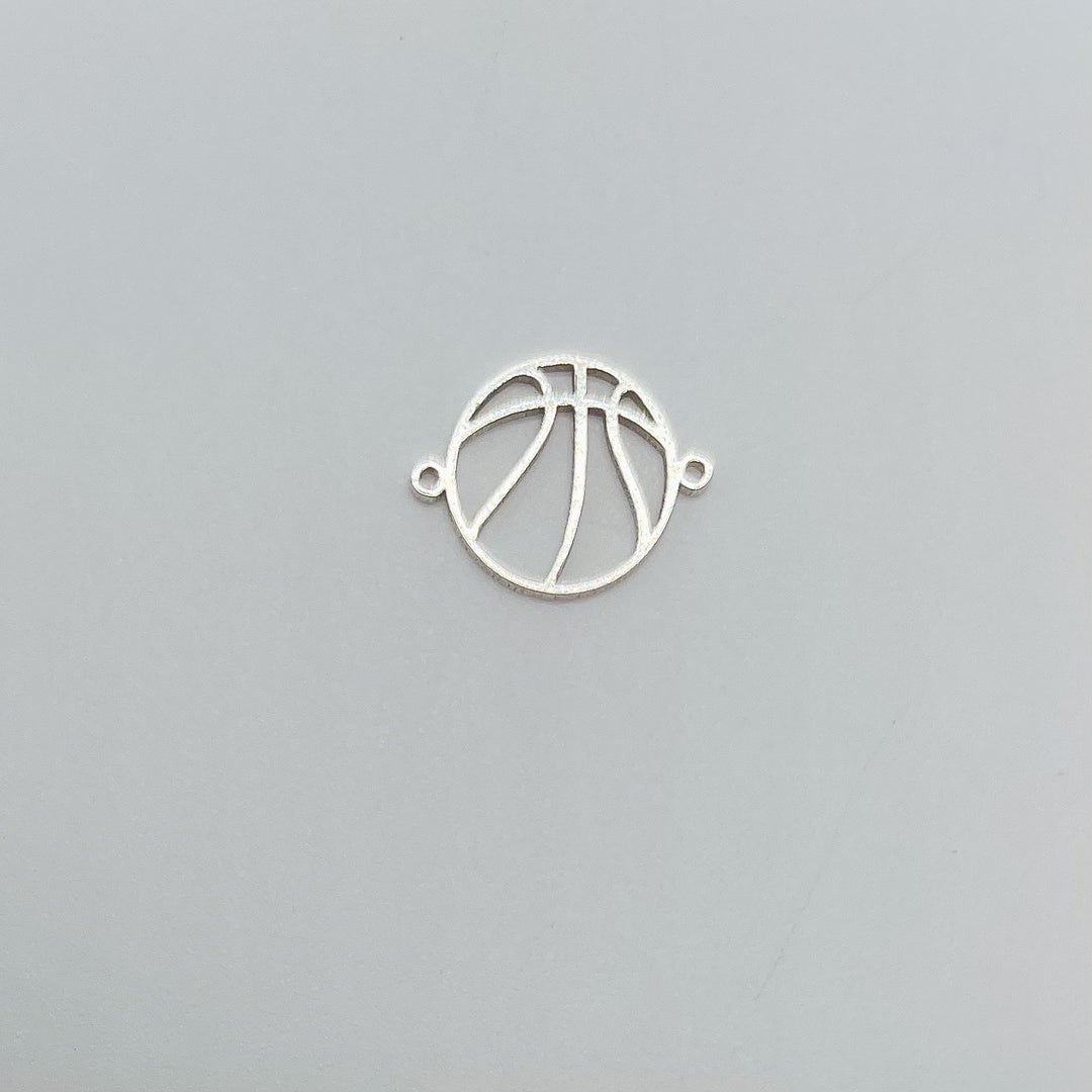 basketball charm, basketball connector, gold filled basketball charm, sterling silver basketball charm, permanent jewelry supplies, permanent jewelry charms