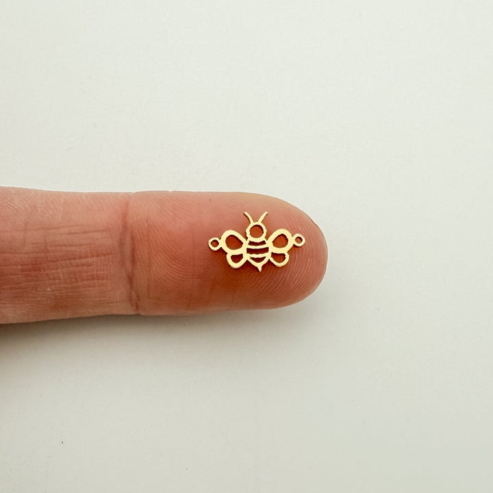 bumble bee connector, gold-filled connector, sterling silver connector, permanent jewelry, charm bar, wholesale connectors, essbe jewelry supply, 