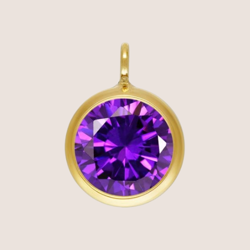 February - 6mm Perpendicular Birthstone CZ Drop Charms 