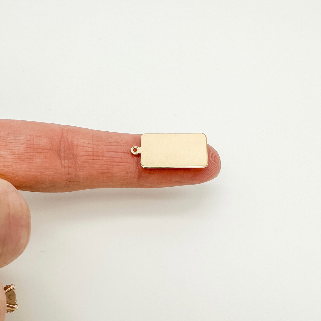 Rectangle gold-filled tag for charms or brand tags on jewelry