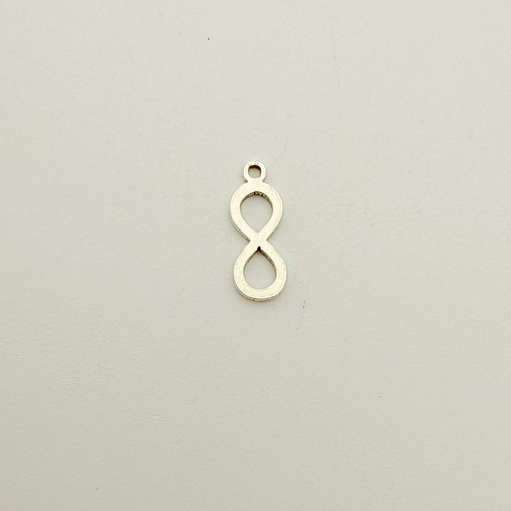 infinity sign charm, gold-filled charm, sterling silver charm, permanent jewelry, charm bar, wholesale charms, essbe jewelry supply, 