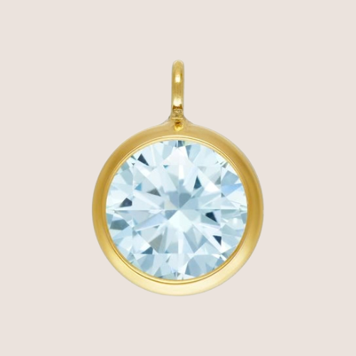 March - 6mm Perpendicular Birthstone CZ Drop Charms 