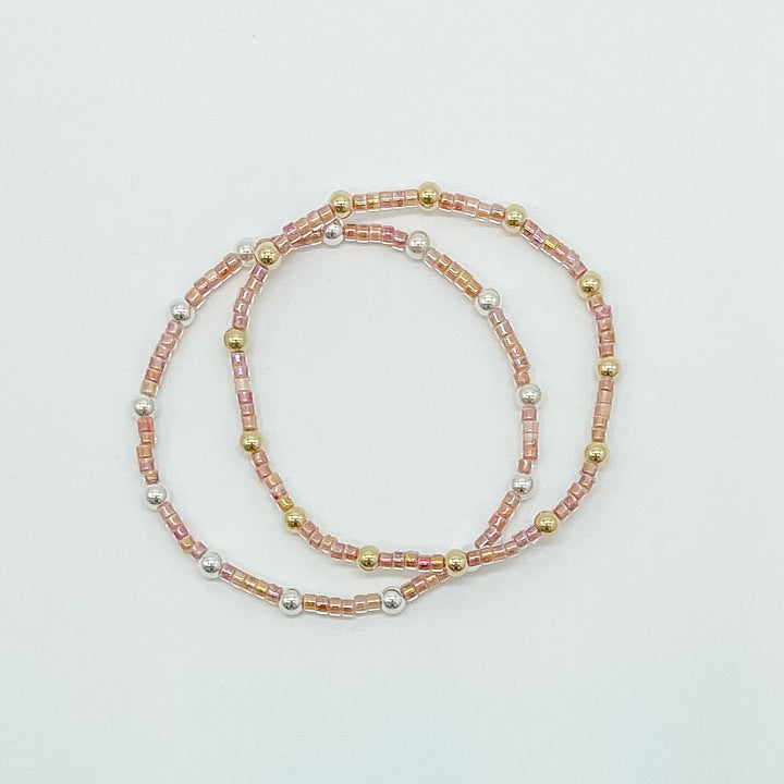 Mauve Glass Beaded Bracelet