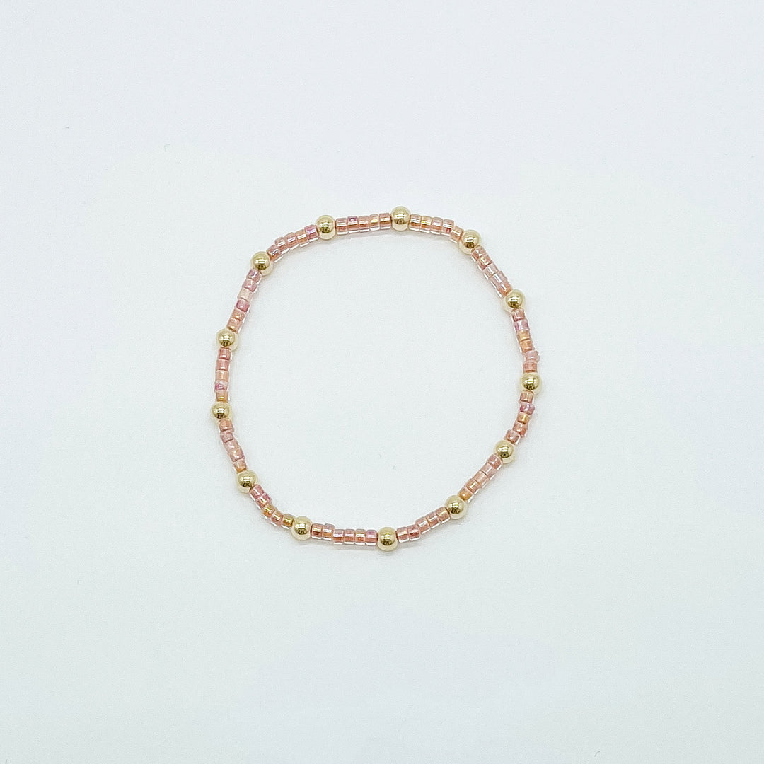Mauve Glass Beaded Bracelet