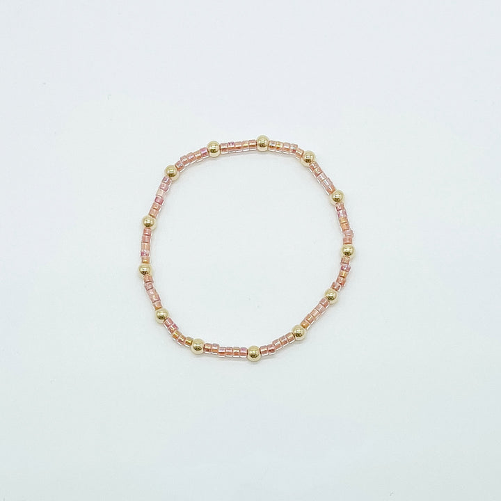 Mauve Glass Beaded Bracelet