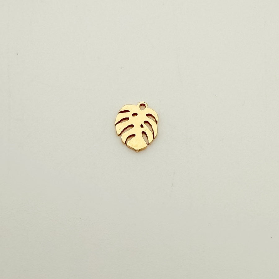 monstera leaf charm, gold-filled charm, sterling silver charm, permanent jewelry, charm bar, wholesale charms, essbe jewelry supply, 