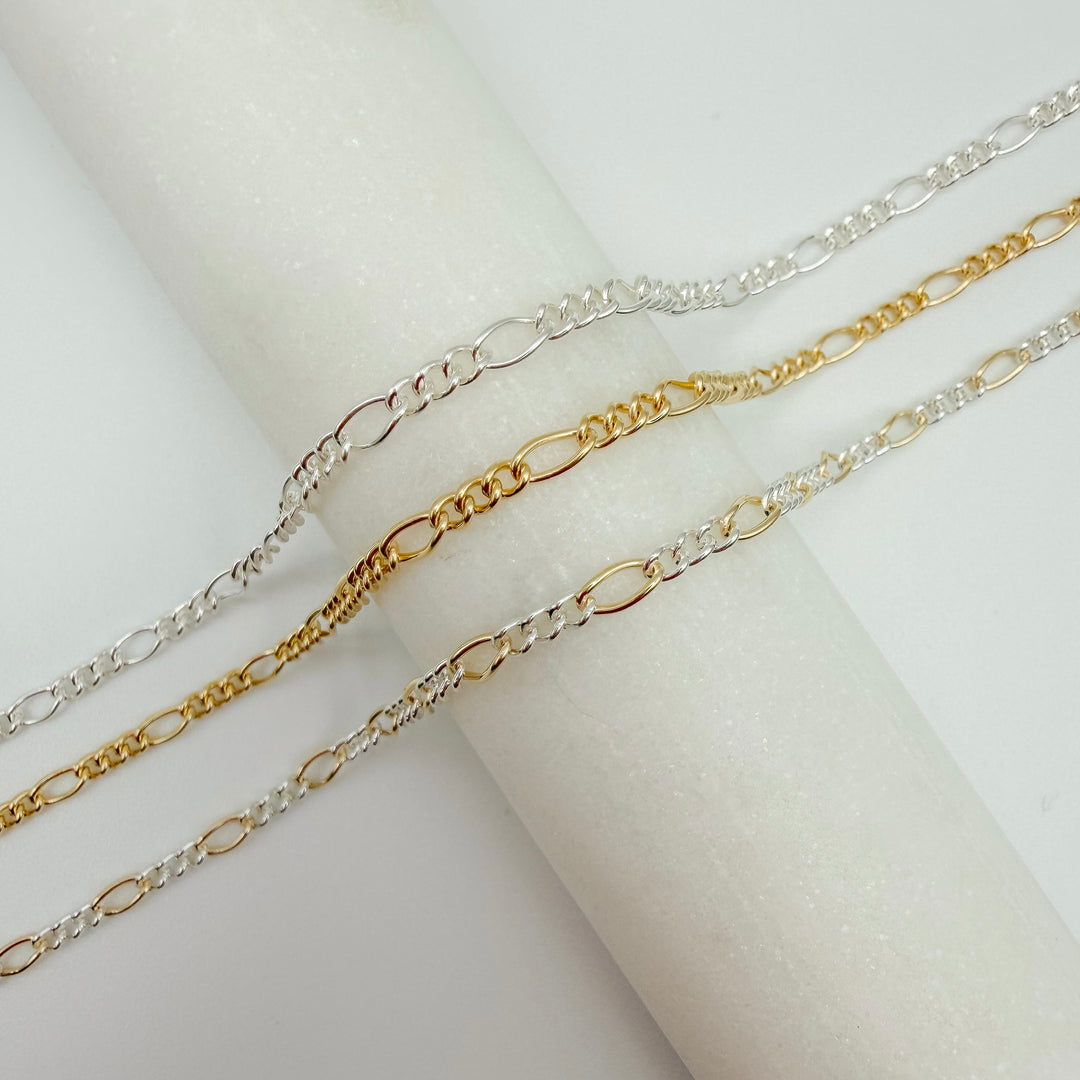 chunky figaro, chain, gold filled, sterling silver, chunky chain, permanent jewelry, michigan jewelry