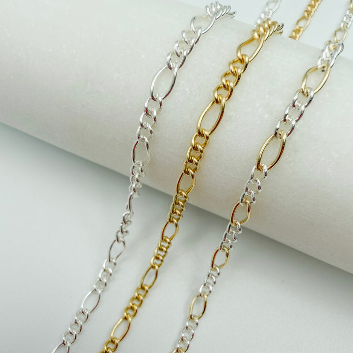 chunky figaro, chain, gold filled, sterling silver, chunky chain, permanent jewelry, michigan jewelry, mixed metals