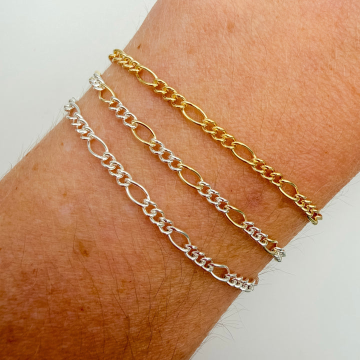 chunky figaro, chain, gold filled, sterling silver, chunky chain, permanent jewelry, michigan jewelry