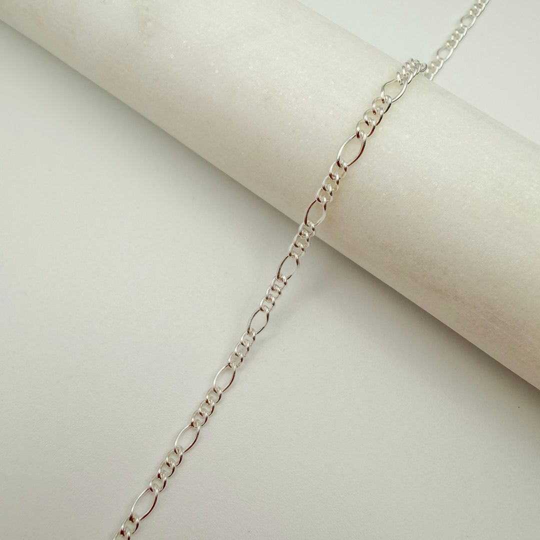 chunky figaro, chain, sterling silver, chunky chain, permanent jewelry, michigan jewelry