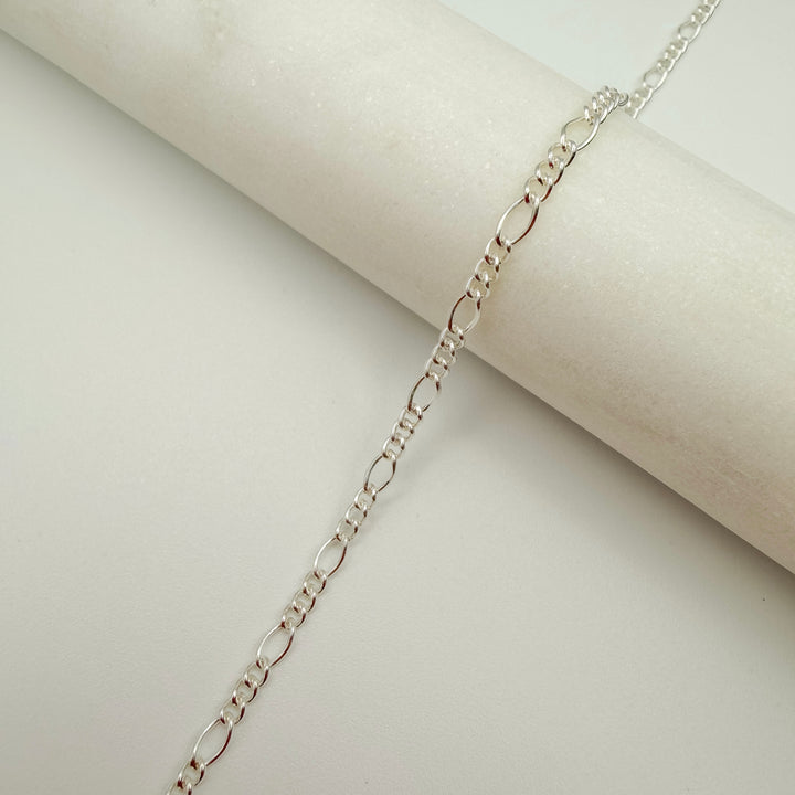 chunky figaro, chain, sterling silver, chunky chain, permanent jewelry, michigan jewelry