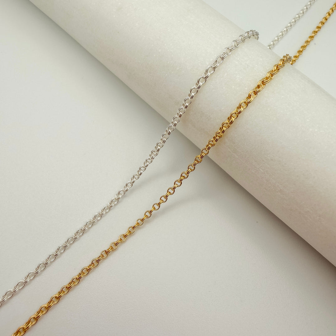 double rolo, chain, gold filled, sterling silver, dainty chain, permanent jewelry, michigan jewelry