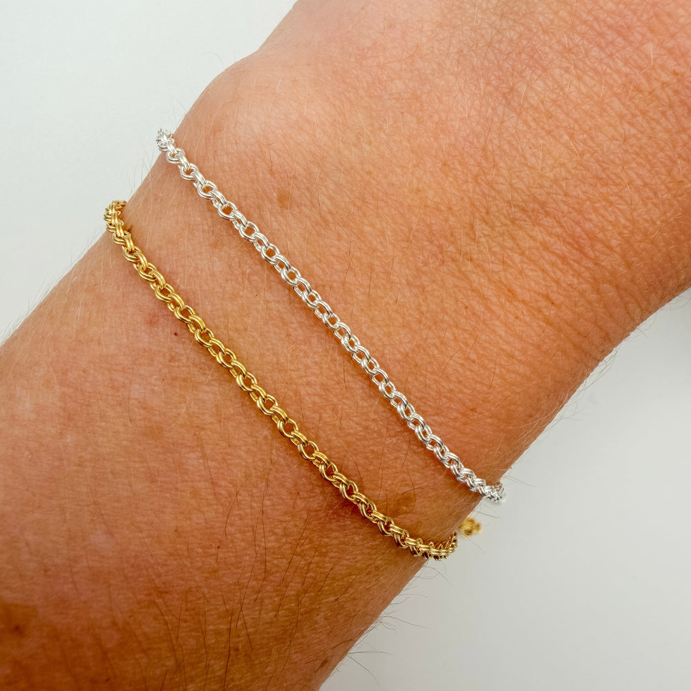 double rolo, chain, gold filled, sterling silver, dainty chain, permanent jewelry, michigan jewelry