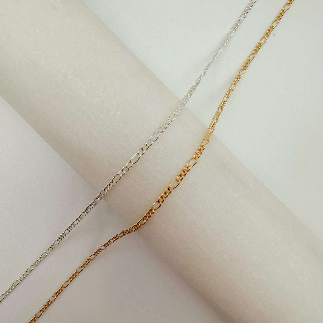 figaro, chain, gold filled, sterling silver, dainty chain, permanent jewelry, michigan jewelry