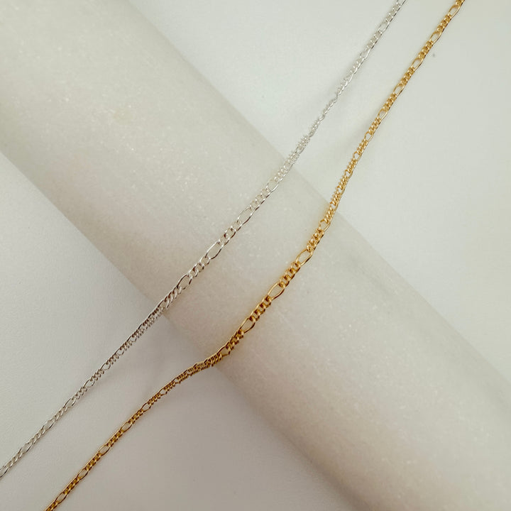 figaro, chain, gold filled, sterling silver, dainty chain, permanent jewelry, michigan jewelry