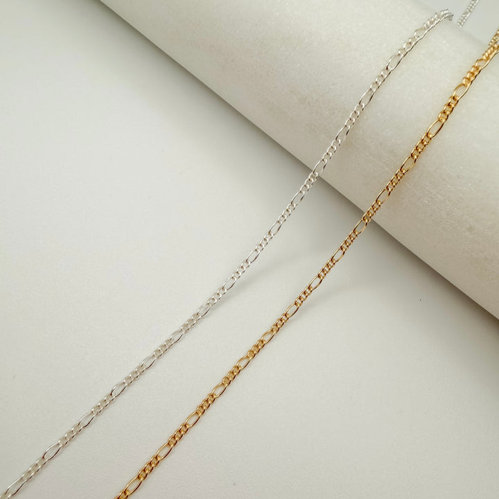 figaro, chain, gold filled, sterling silver, dainty chain, permanent jewelry, michigan jewelry