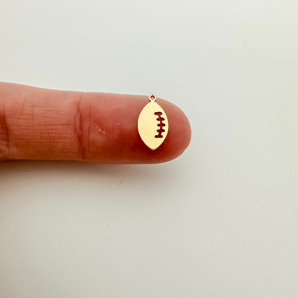 football charm, football connector, gold filled football charm, sterling silver football charm, permanent jewelry supplies, permanent jewelry charms