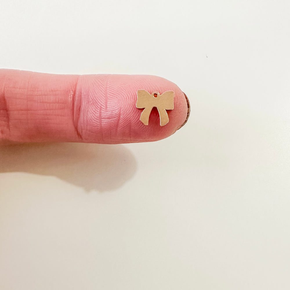gold filled charms, permanent jewelry supplies, gold filled bow charm, bow charm, sterling silver bow charm, permanent jewelry charm, permanent jewelry connector, permanent jewelry supplier, essbe jewelry supply, essbe