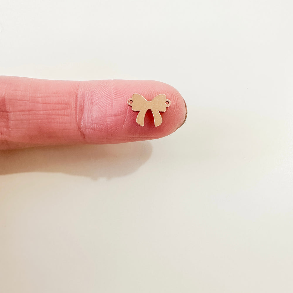 gold filled charms, permanent jewelry supplies, gold filled bow charm, bow charm, sterling silver bow charm, permanent jewelry charm, permanent jewelry connector, permanent jewelry supplier, essbe jewelry supply, essbe