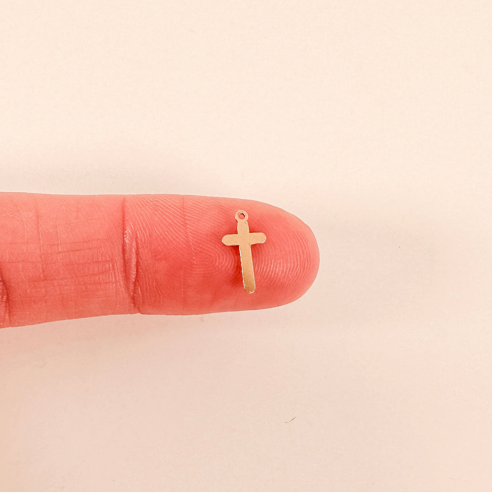 gold filled connectors, gold filled charms, permanent jewelry charms, permanent jewelry supplies, cross charm