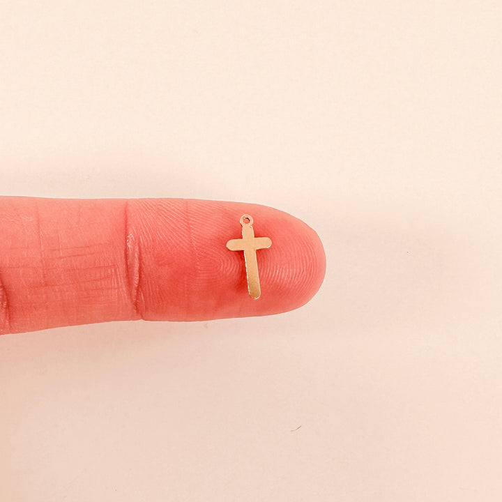 gold filled connectors, gold filled charms, permanent jewelry charms, permanent jewelry supplies, cross charm